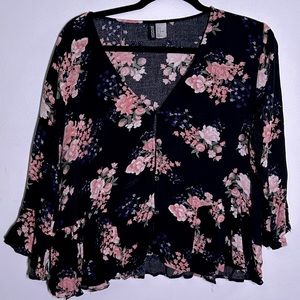 Peplum Floral Top / Bell Sleeve / H&M